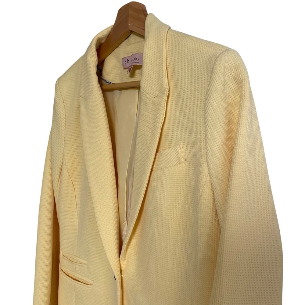 Philosophy Yellow Single Button Textured Tailored… - image 7